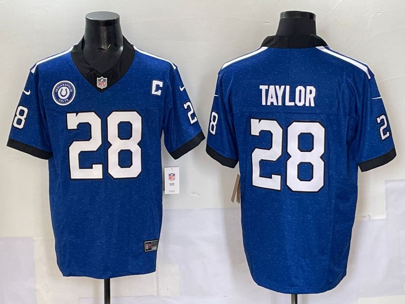 Men 2025 Indianapolis Colts #28 Taylor Blue Retro three generations Nike Limited NFL Jersey 01